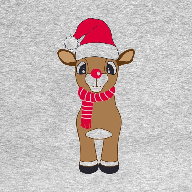 Cute reindeer with Xmas hat by hippyhappy